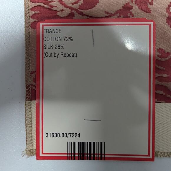 Vintage Brunschwig & Fils Moulins Damask Rouge Ivoire Remnant Fabric 27 x 24 in - Picture 4 of 4